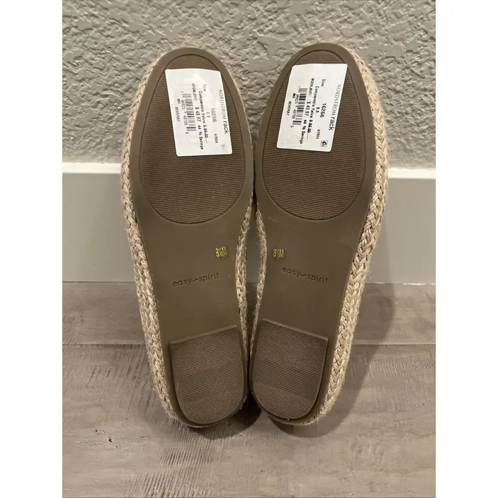 NEW Easy Spirit Flats Espadrille Blush Sparkle Slip On Coastal Luxury Minimalist